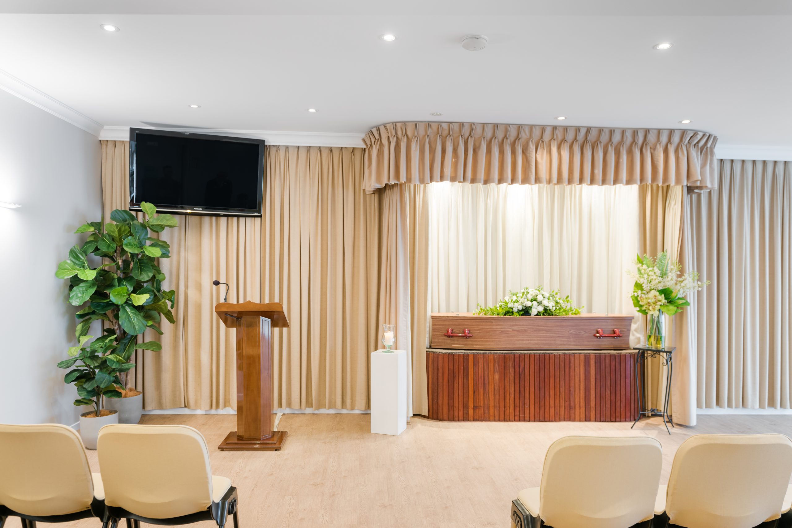 Funeral chapel area at Wollongong City Funerals